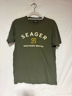 Seager Western Brand Olive Green Short Sleeve Logo Tee